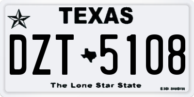TX license plate DZT5108