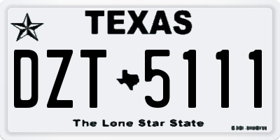 TX license plate DZT5111