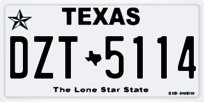 TX license plate DZT5114
