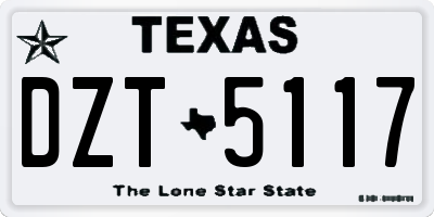 TX license plate DZT5117