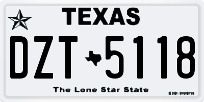 TX license plate DZT5118