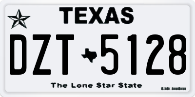 TX license plate DZT5128