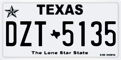 TX license plate DZT5135