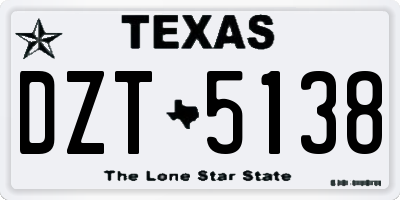 TX license plate DZT5138
