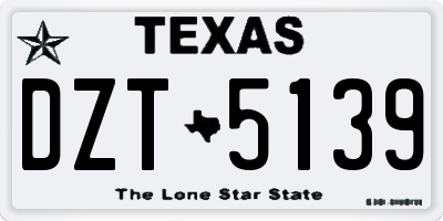 TX license plate DZT5139