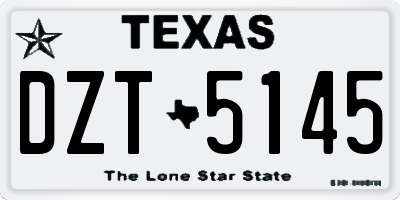 TX license plate DZT5145