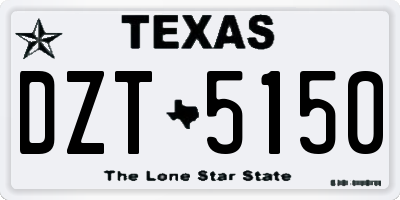 TX license plate DZT5150