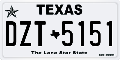TX license plate DZT5151