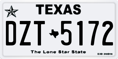 TX license plate DZT5172