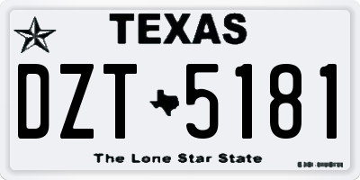 TX license plate DZT5181