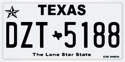 TX license plate DZT5188