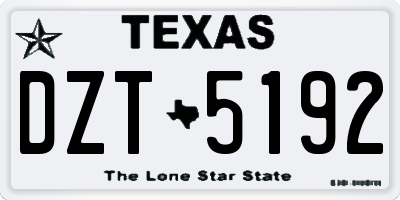 TX license plate DZT5192