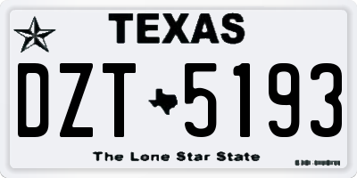 TX license plate DZT5193