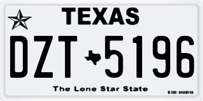 TX license plate DZT5196