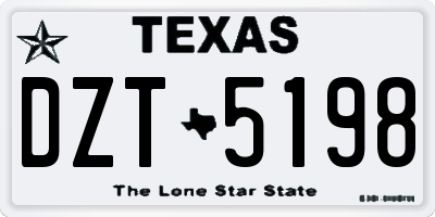 TX license plate DZT5198