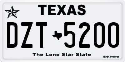 TX license plate DZT5200