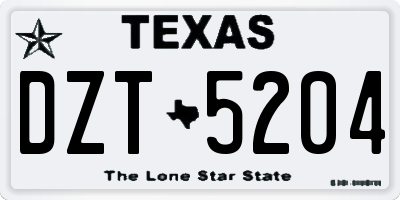 TX license plate DZT5204