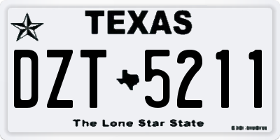 TX license plate DZT5211