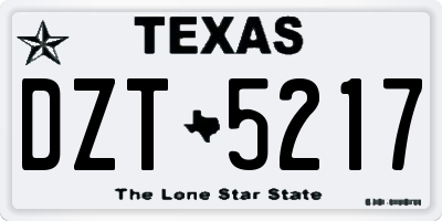 TX license plate DZT5217