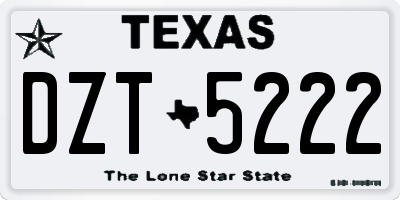 TX license plate DZT5222