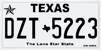 TX license plate DZT5223