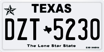 TX license plate DZT5230