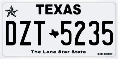 TX license plate DZT5235