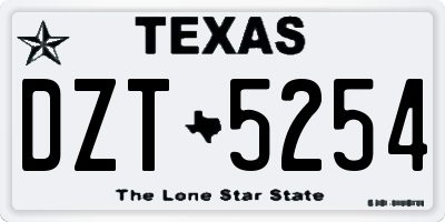 TX license plate DZT5254