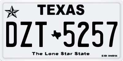 TX license plate DZT5257
