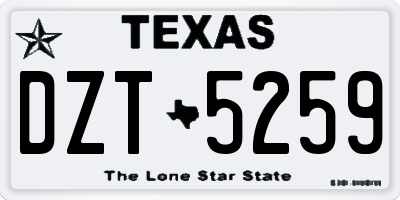 TX license plate DZT5259