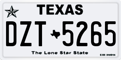 TX license plate DZT5265