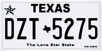 TX license plate DZT5275