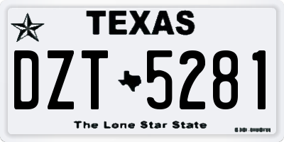 TX license plate DZT5281