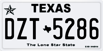 TX license plate DZT5286