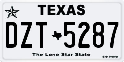 TX license plate DZT5287