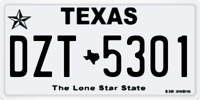 TX license plate DZT5301