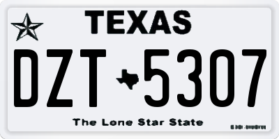 TX license plate DZT5307