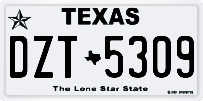 TX license plate DZT5309