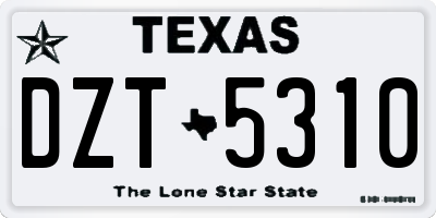 TX license plate DZT5310