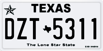 TX license plate DZT5311