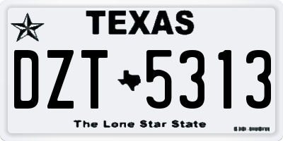 TX license plate DZT5313