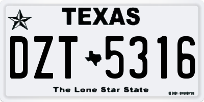 TX license plate DZT5316