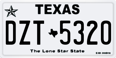 TX license plate DZT5320
