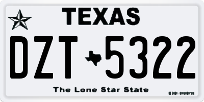 TX license plate DZT5322