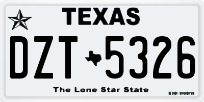 TX license plate DZT5326