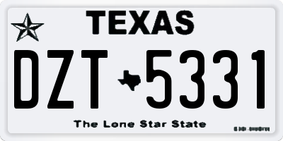 TX license plate DZT5331