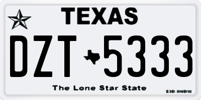 TX license plate DZT5333