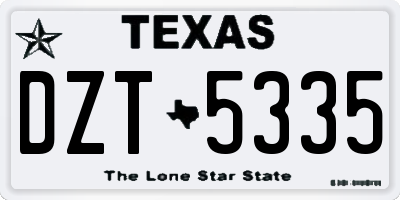 TX license plate DZT5335