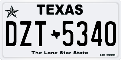 TX license plate DZT5340