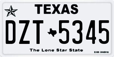 TX license plate DZT5345